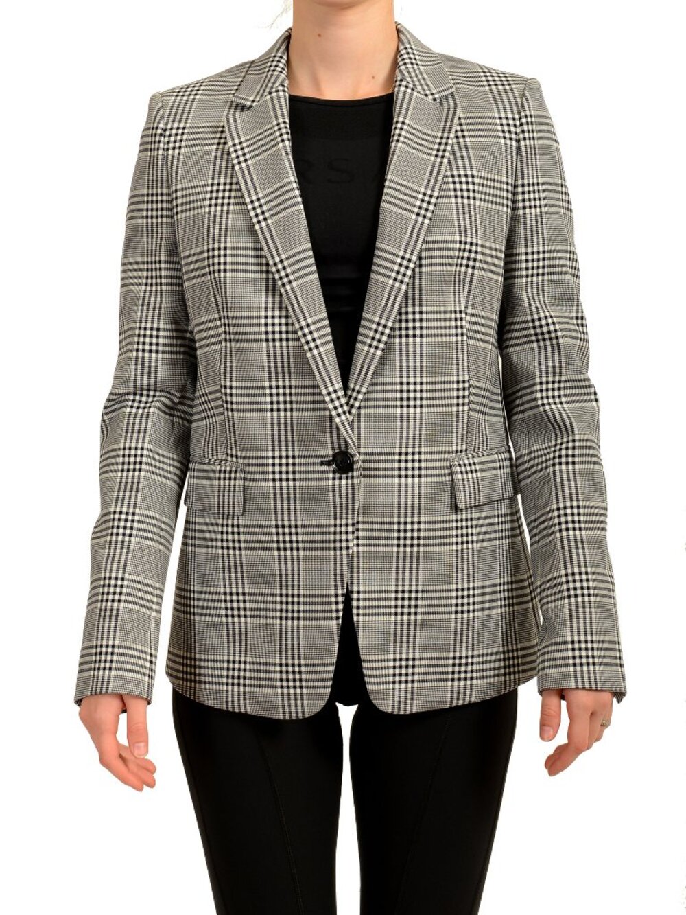 Hugo Boss Women's "Jemaromina1" Plaid One Button Blazer US 6 IT 42